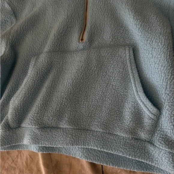 Light Blue Sherpa Half-Zip Pullover - Picture 3 of 4